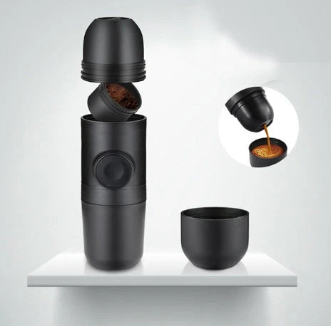 Portable Manual Espresso Coffee Maker with Stainless Steel Body and Silicone Components