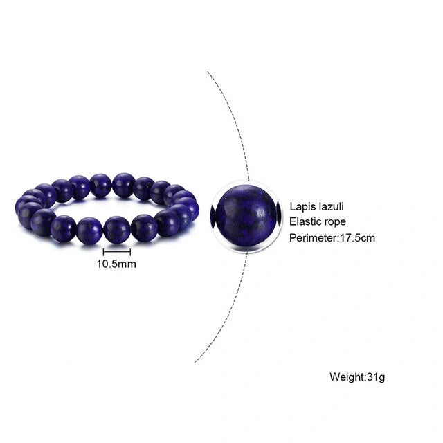 Natural Black Lava Rock and White Stone Stretch Bracelet showcasing unique natural stone beads