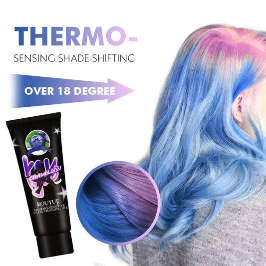 Professional thermochromic hair dye cream with colour change effect