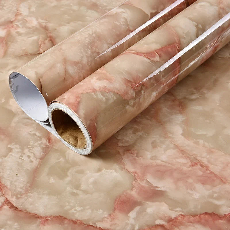 Elegant marble effect wallpaper for kitchen and bathroom renovation