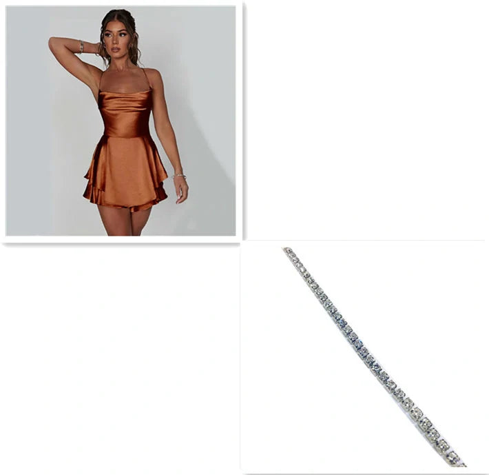 Women's suspender skirt with slim strap and satin finish in various colours