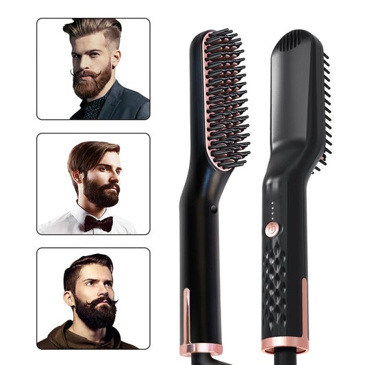 Electric straightening hair comb with ceramic coating and dual temperature settings