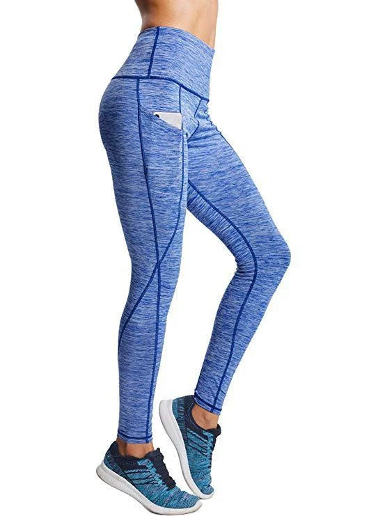 Women's lightweight mesh yoga pants with pockets in various colours