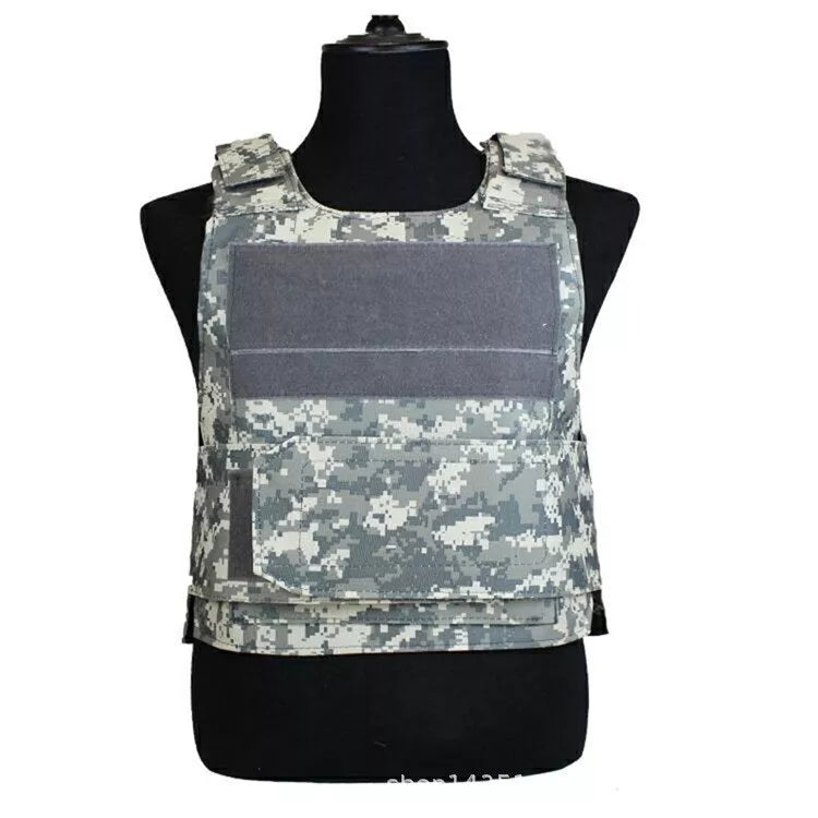 Black Hawk tactical vest in various camouflage patterns with adjustable straps