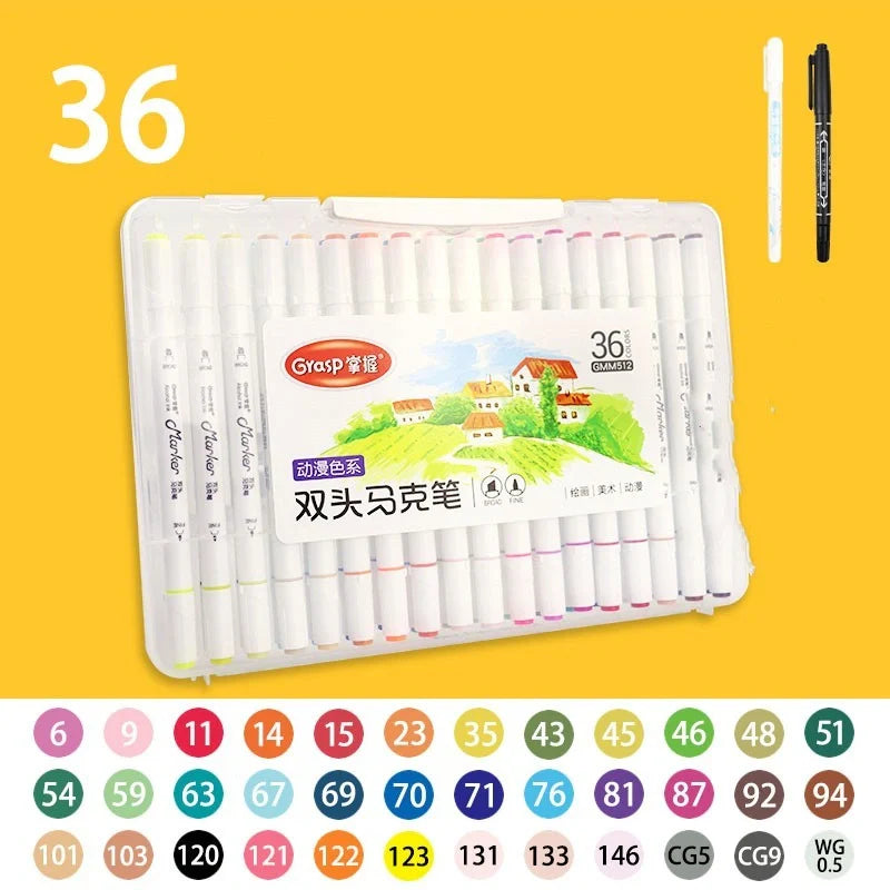 Master Double-headed Marker Art Brush Painting Set Oily 48-color for animation