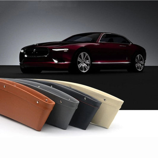 Premium Faux Leather Car Seat Organiser Caddy in various colours, providing convenient storage for phones, keys, and other small items