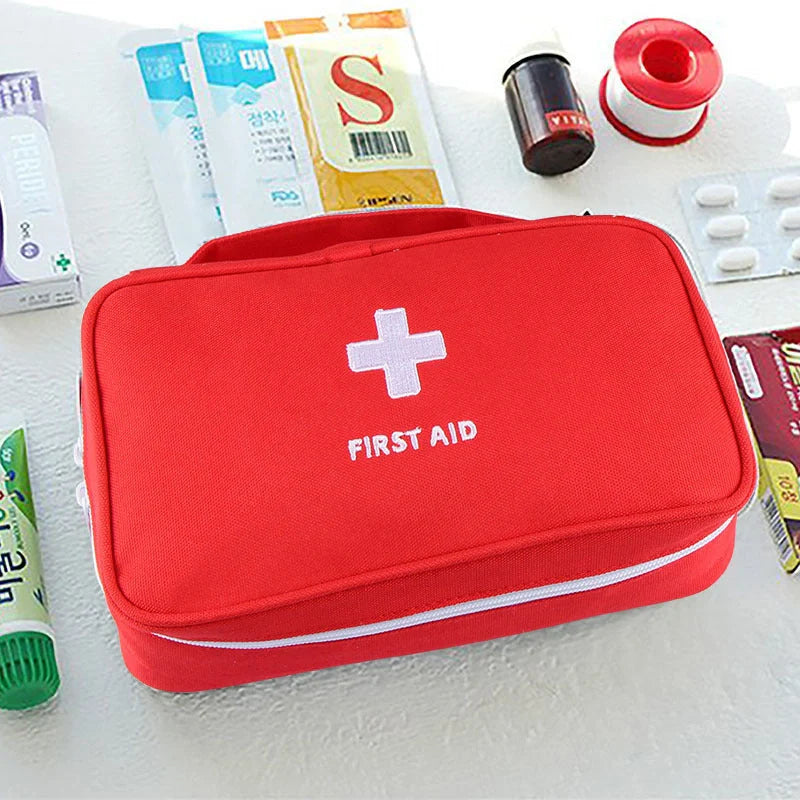 Large empty first aid kit in red, made from durable 600D Oxford cloth for outdoor and travel use