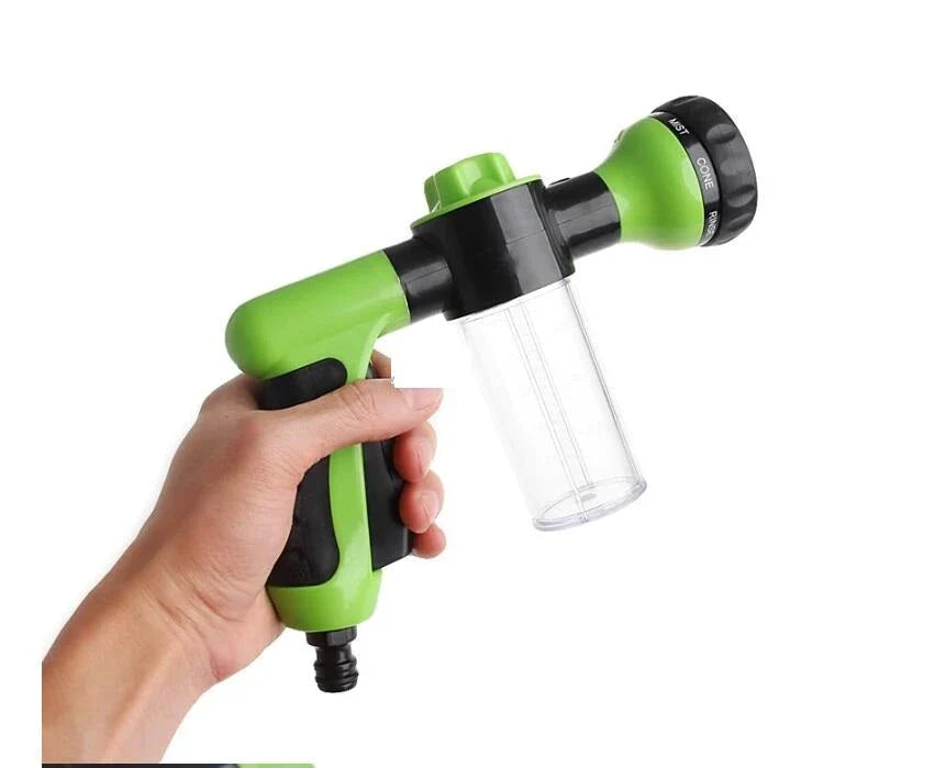 A premium high-pressure automotive foam sprayer with adjustable 8-in-1 spray settings for efficient car washing, garden maintenance, and household cleaning