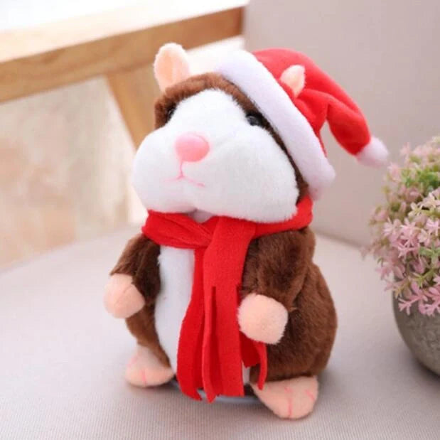 15CM Little Talking Hamster Toy in light brown, dark brown, and grey