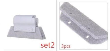 Creative Window Groove Cleaning Gap Brush Slot Cleaner in beige, light grey, and blue