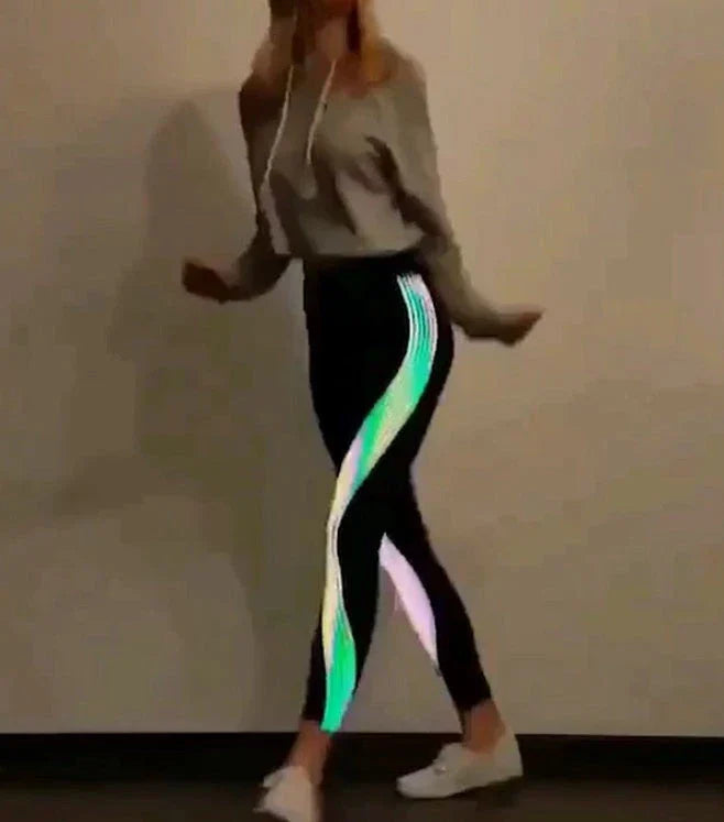 Premium laser-printed yoga pants for women, featuring a slimming design and breathable milk silk fabric