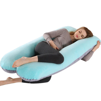 Premium U-shaped pregnancy pillow with soft cotton casing and polyester fiber filling for exceptional comfort and support