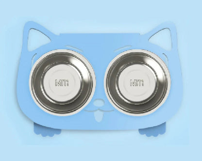 Stainless steel anti-spill pet feeding bowl in various colors