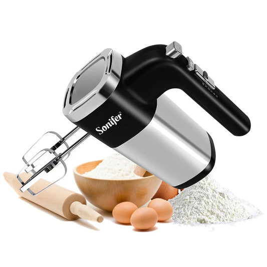 500W Electric Food Mixer with mixer and beater hooks on a kitchen counter