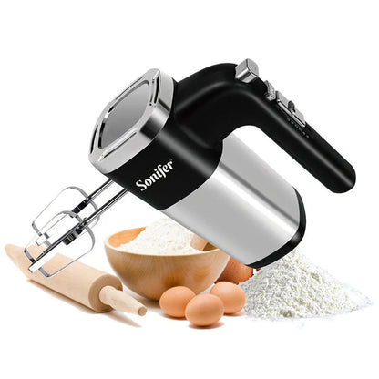 500W Electric Food Mixer with mixer and beater hooks on a kitchen counter