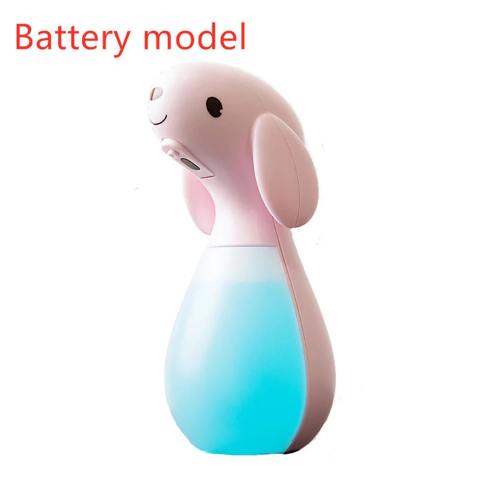 Touchless cartoon-style soap dispenser with automatic frothing and hands-free operation