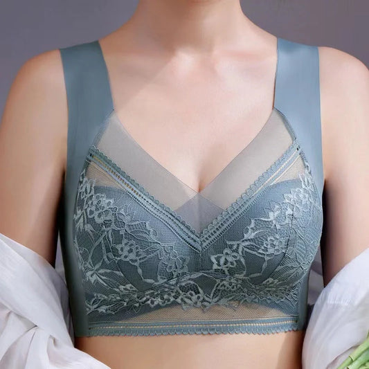 Summer Ice Silk Seamless Bras in nylon lace fabric with beauty back design