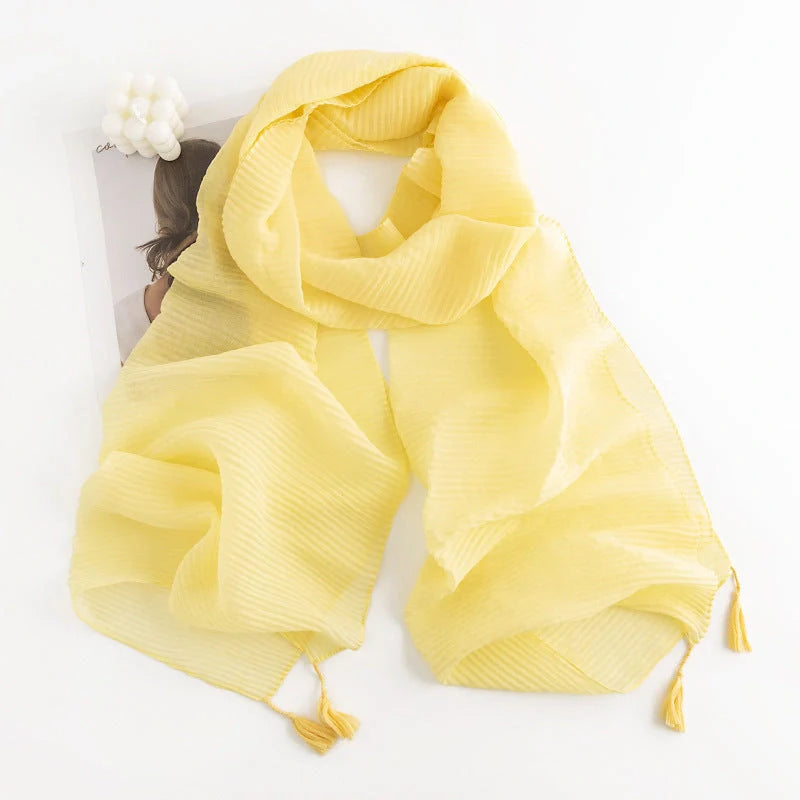 Herringbone pattern artificial cashmere scarf with tassel fringes