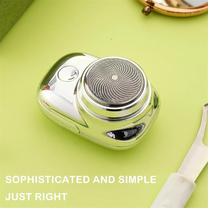 Mini Portable USB Rechargeable Electric Shaver for Men in black, blue, green, and silver