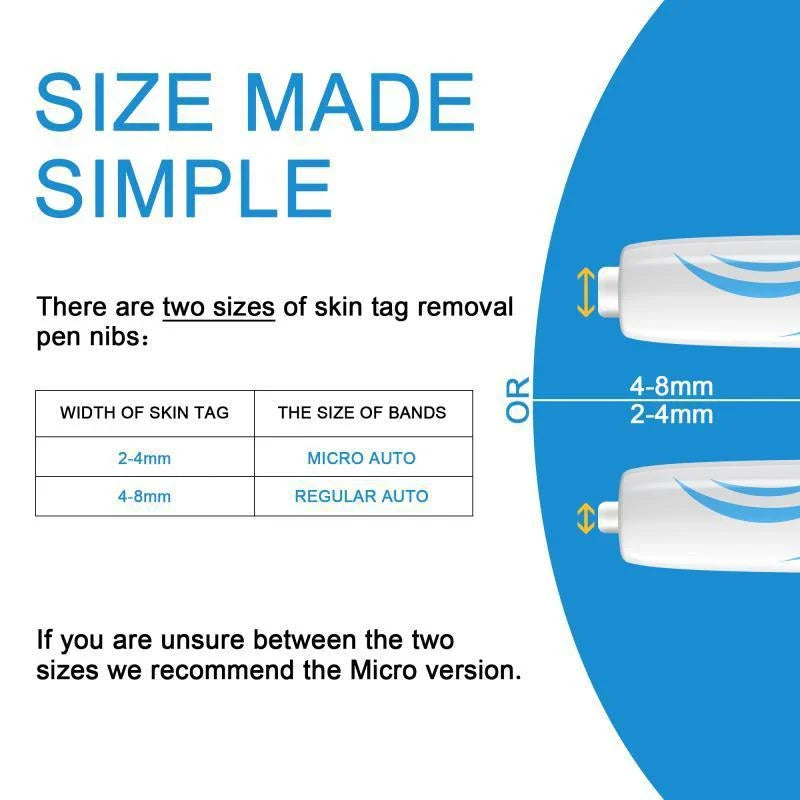 Skin Tag Remover Kit featuring rubber band removal tool, attachments for different tag sizes, and easy-to-clean design for safe at-home use