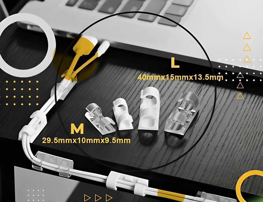 Self-Adhesive Wire Organizer Clips in various sizes and colours