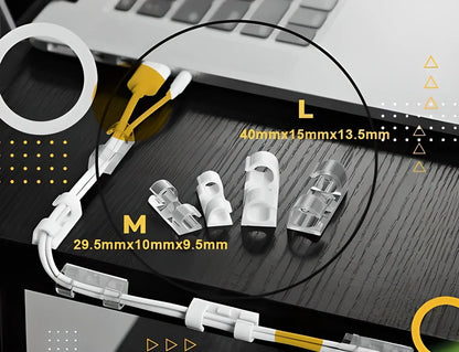 Self-Adhesive Wire Organizer Clips in various sizes and colours