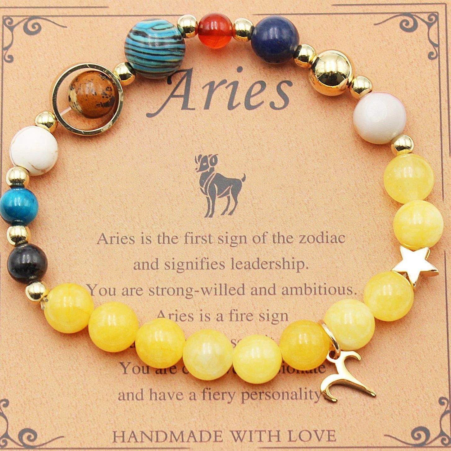 Morgan Stone Beaded Bracelet with twelve constellation designs