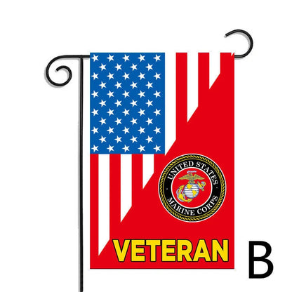 Patriotic polyester garden flag with American flag design, a tribute to British Veterans