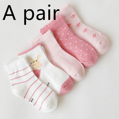 Kids' cartoon jacquard cotton socks in various fun designs for comfort and style