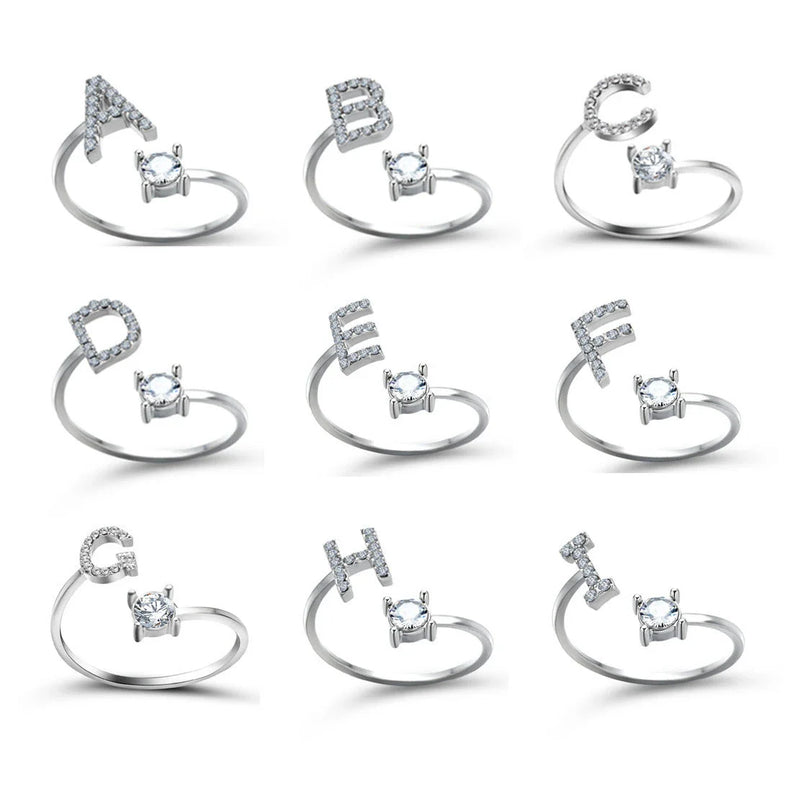 Customizable 26-Letter Initial Ring for Women