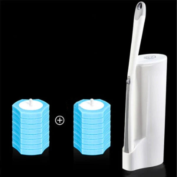 Premium disposable toilet brush with plastic, sponge, and scratch-resistant cloth for effective and hygienic bathroom cleaning