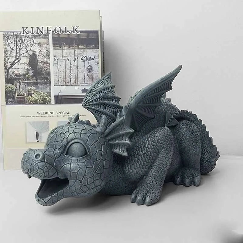 Charming resin dinosaur fountain ornament with flowing water feature for home and garden decoration