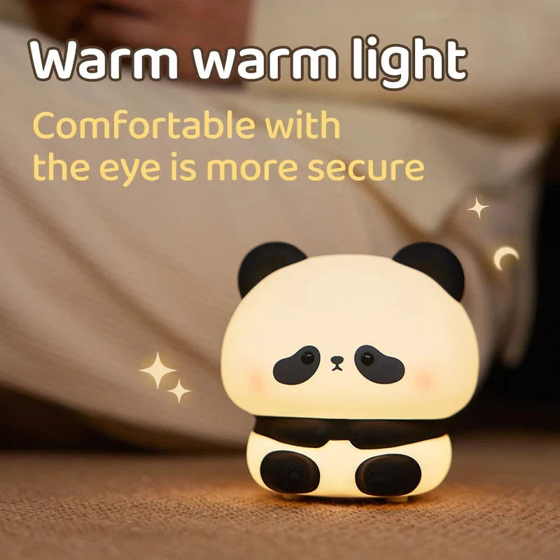 Adorable USB rechargeable panda LED night light with touch control and adjustable colours