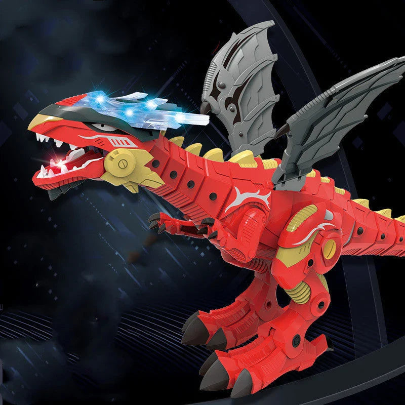 Roaming Robotic Dragon Toy with Lifelike Movement, Flashing Lights, Sounds, and Water Spray Effects