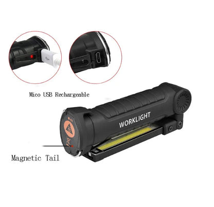 Powerful COB LED Torch with Magnetic Mount and Hanging Hook for Versatile Hands-Free Lighting