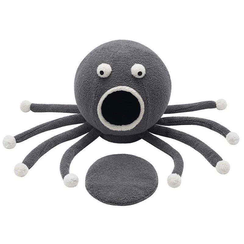Cosy octopus-shaped pet nest, featuring a plush, high-quality fabric construction and a whimsical design for your cat's ultimate relaxation.