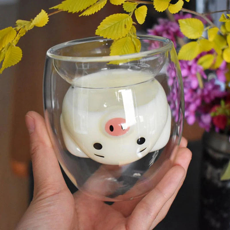 3D double-layer panda cup with skull design and festive inner Christmas tree
