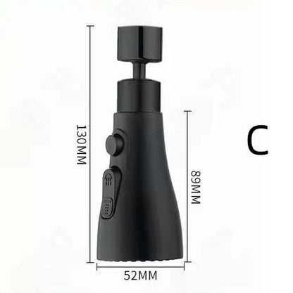 Universal pressurized faucet sprayer with 360-degree rotation and 3 cleaning modes for efficient kitchen cleaning