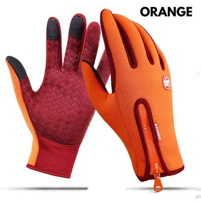 Warm, touchscreen-friendly motorcycle riding gloves made with cozy polar fleece lining for superior insulation and grip