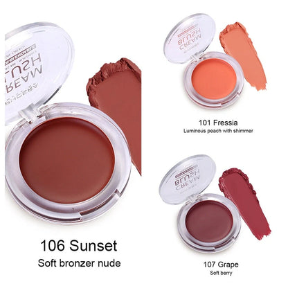 PHOERA Brightening Blush Cream in a variety of vibrant shades, delivering a radiant, healthy-looking glow to the complexion