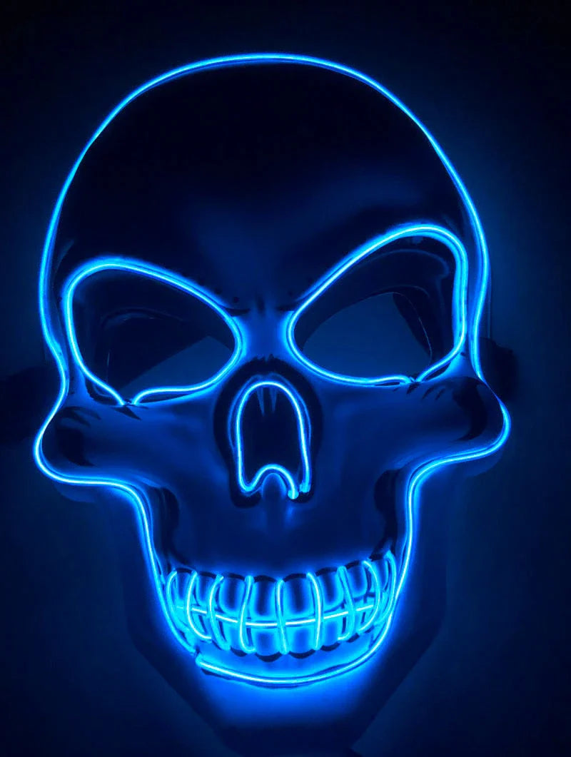 Spooktacular LED Skeleton Mask in a variety of vibrant colours, featuring four lighting modes for the perfect eerie ambiance