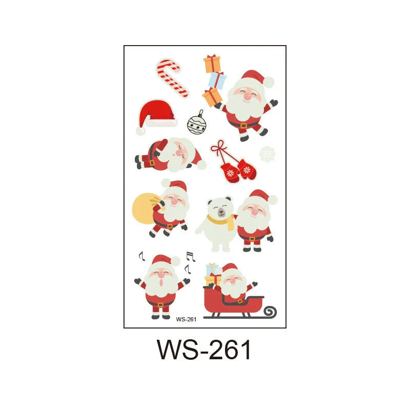 Festive Santa Claus luminous Christmas tattoo stickers with vibrant designs for parties, events, and home decor