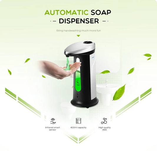 Automatic touchless soap dispenser with smart sensor, 400ml capacity, and sleek design for effortless hand-washing