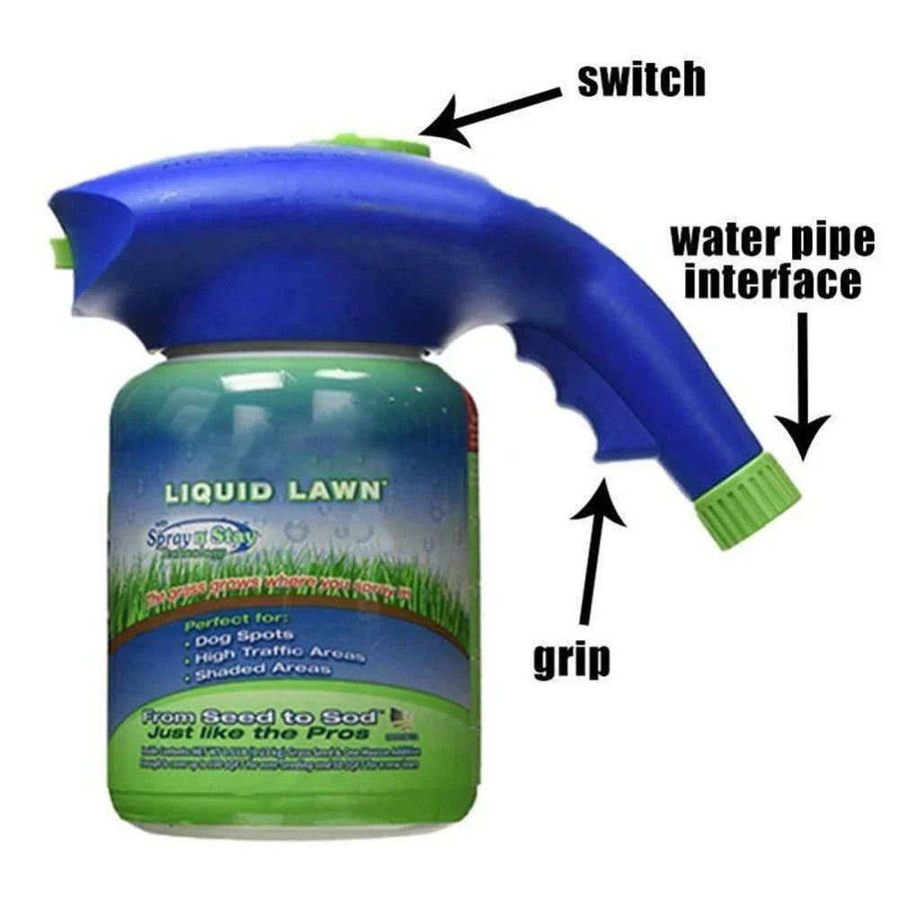 Premium hydro-seeding system with spray head and liquid mousse for effortless lawn rejuvenation