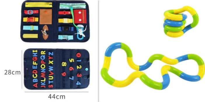 Children's felt busy board for dressing and buttoning skills development