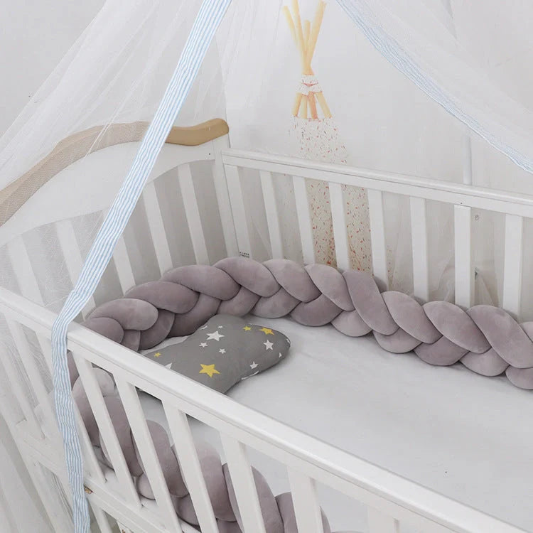 Baby Bumper Bed Braid Knot Pillow Cushion for infant crib safety in various colours