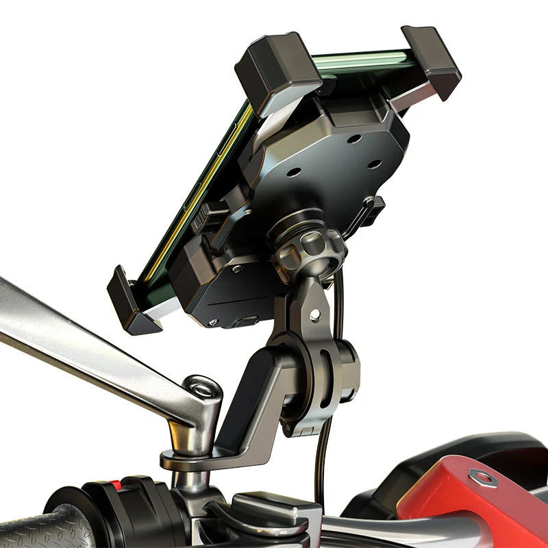 Motorcycle wireless charging phone holder with dual-mode switching and waterproof design