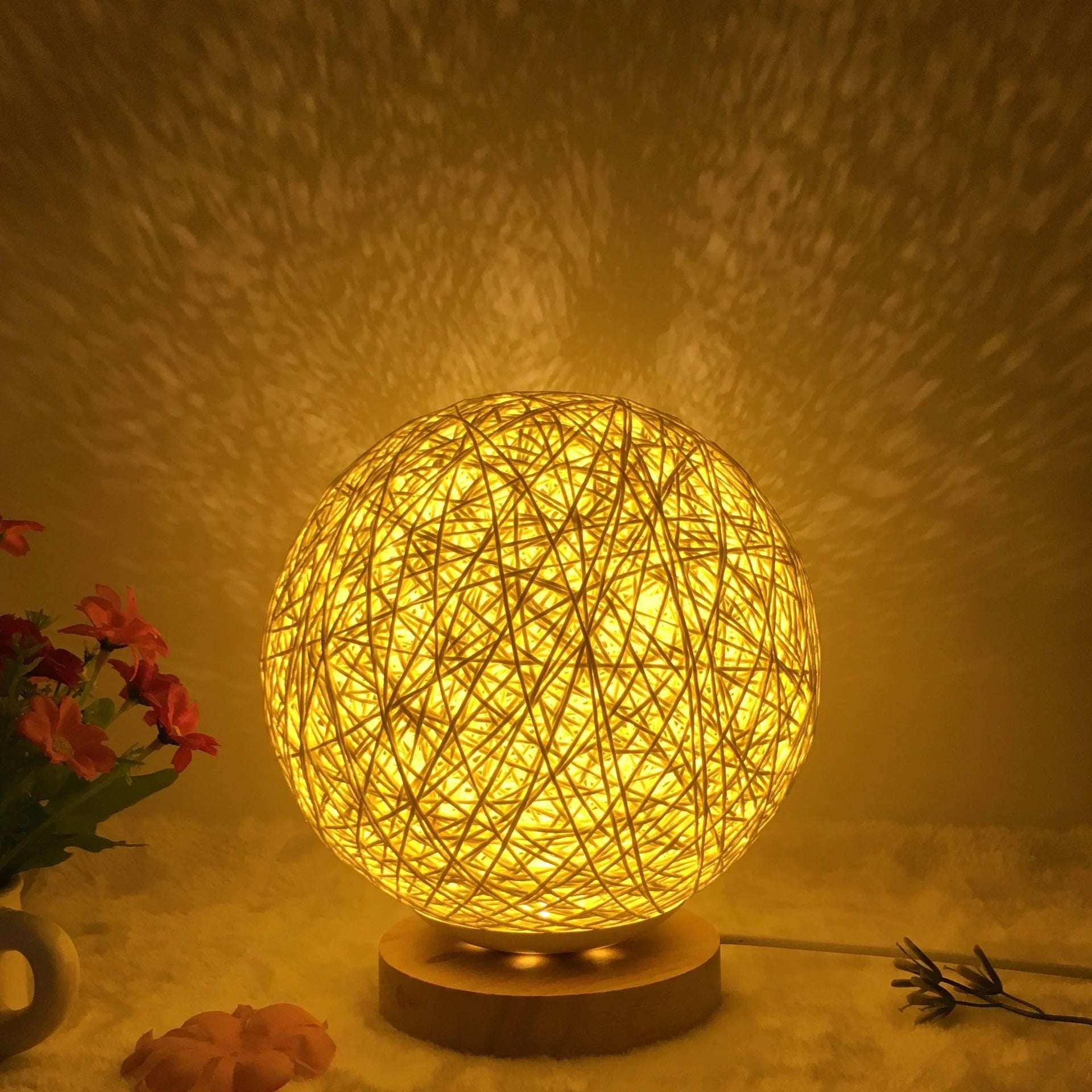 Creative Linen Table Lamp with LED Intelligent USB7 Colour RGB16 Remote Control