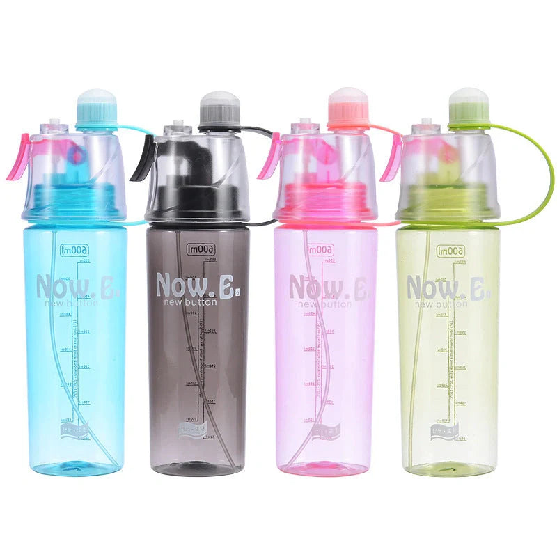 Refreshing mist spray cup with adjustable water spray, transparent scale, and compact design for outdoor activities