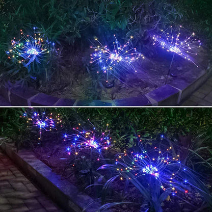 Radiant Solar-Powered Outdoor Fireworks Lights with dazzling LED display in various shapes and colours